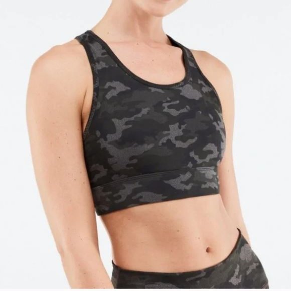 Fabletics Other - Fabletics Gray Camo Print Racerback Sports Bra with Pocket Size Large Active